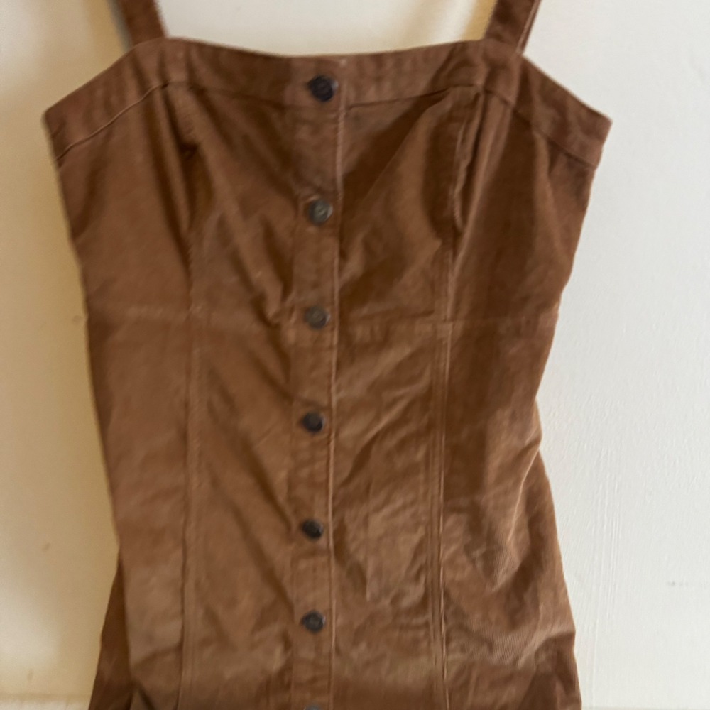 Hollister Women's Sz M Brown Corduroy Button Front Mini Dress Fall Layers